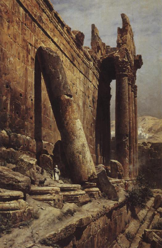 Gustav Bauernfeind Temple Ruins of Baalbek oil painting image